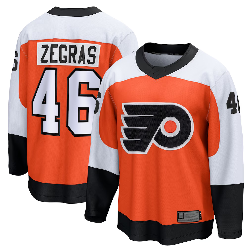 Choea P.Flyers #46 Trevor Zegras Orange Home Premium Jerseys