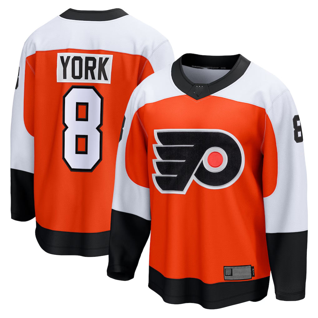 Choea P.Flyers #8 Cam York Orange Home Breakaway Jerseys