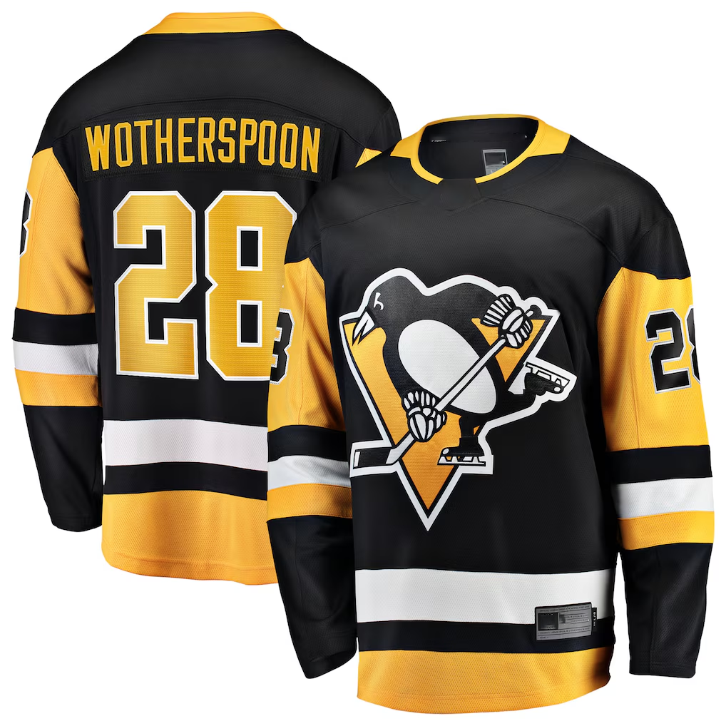 Choea P.Penguins #28 Parker Wotherspoon Black Home Breakaway Jerseys