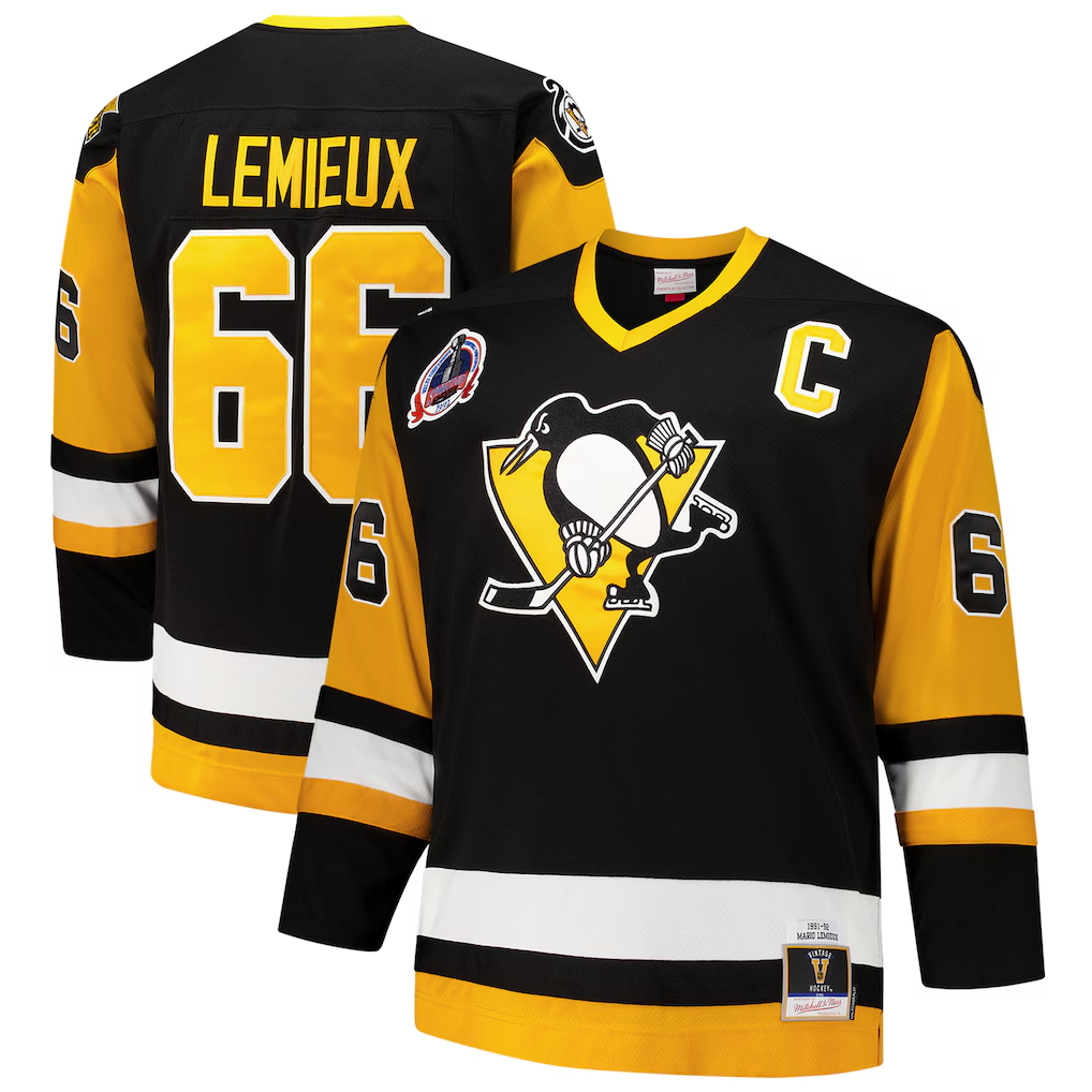 Choea P.Penguins #66 Mario Lemieux Mitchell & Ness Black Big & Tall 1991-92 Blue Line 2.0 Jerseys
