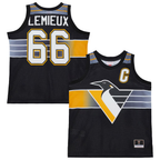 Choea P.Penguins #66 Mario Lemieux Mitchell & Ness Black Maxxed Out Fashion Basketball Jerseys