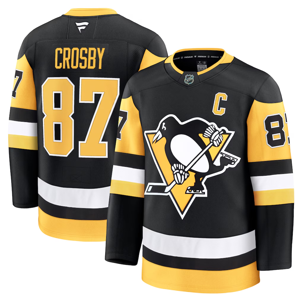 Choea P.Penguins #87 Sidney Crosby Black Home Premium Jerseys