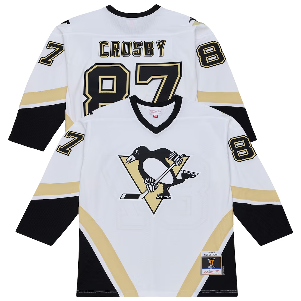 Choea P.Penguins #87 Sidney Crosby Mitchell & Ness White 2005 Power Play Jerseys
