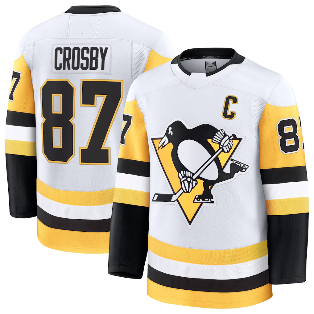 Choea P.Penguins #87 Sidney Crosby White Away Premium Jerseys