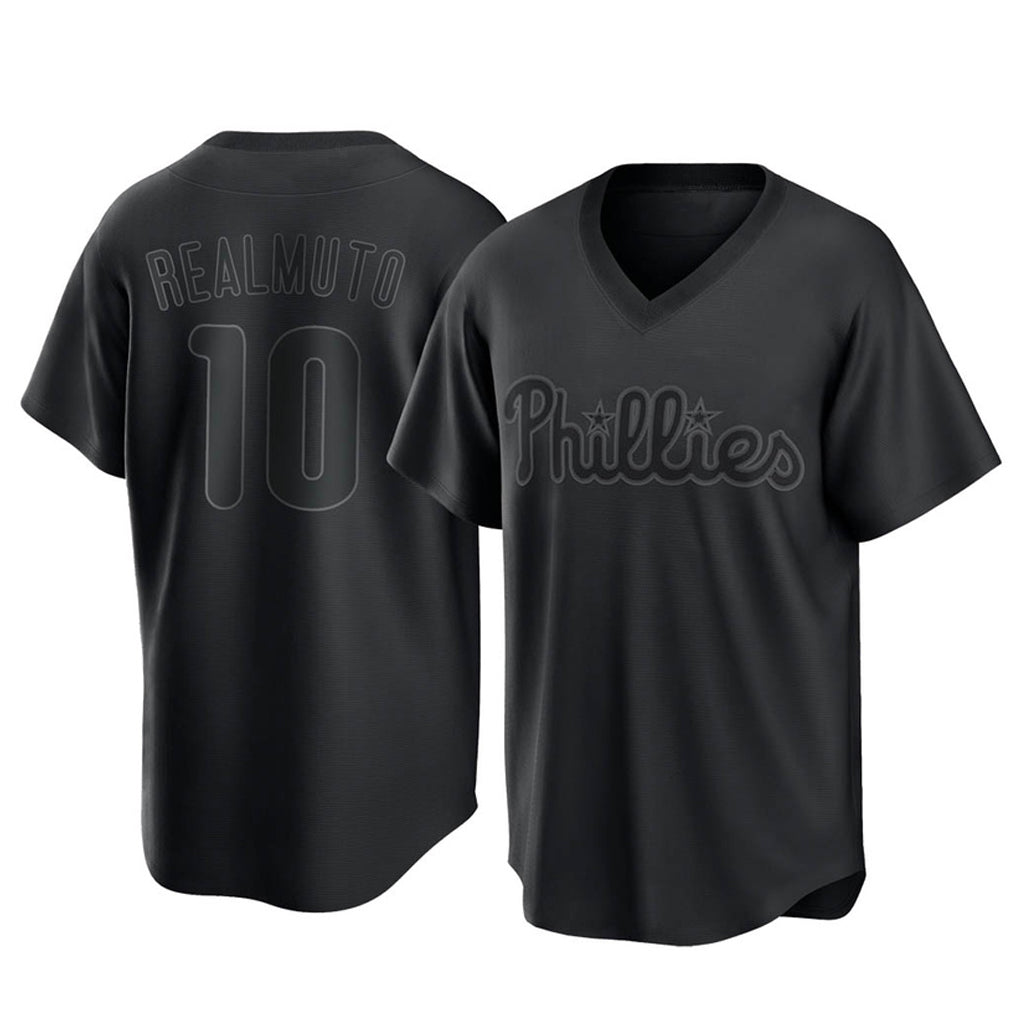 Choea P.Phillies #10 J.T. Realmuto Player Black Pitch Fashion Limited T-shirt Stitched Jerseys
