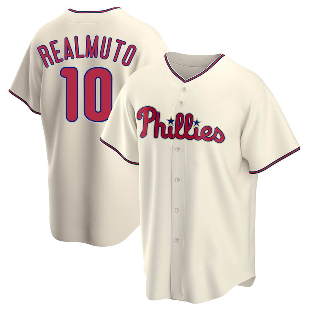 Choea P.Phillies #10 J.T. Realmuto Player Cream Home Game Stitched Jerseys