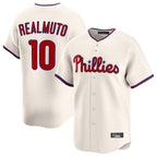 Choea P.Phillies #10 J.T. Realmuto Player Cream Home Limited Stitched Jerseys