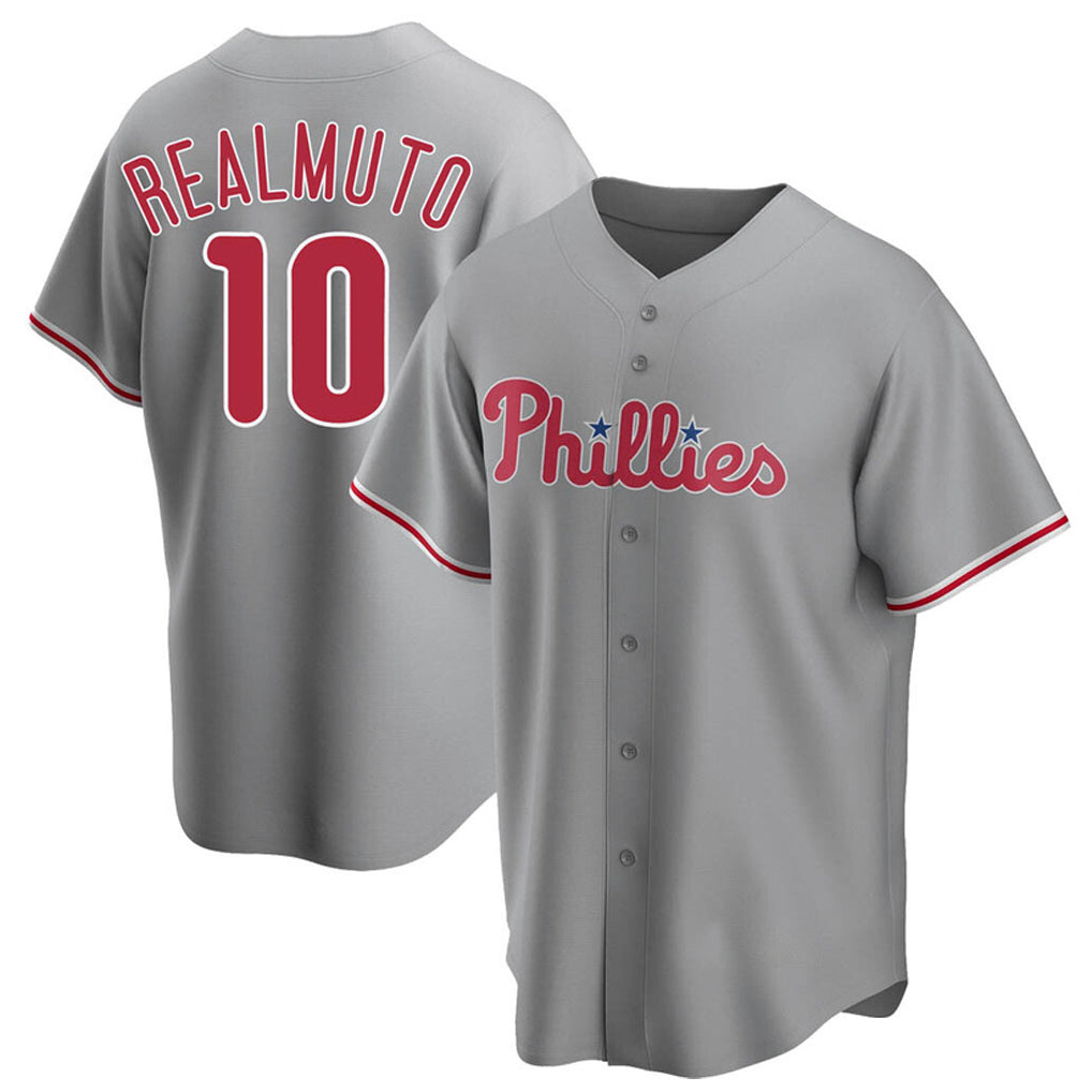 Choea P.Phillies #10 J.T. Realmuto Player Gray Game Stitched Jerseys