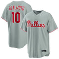 Choea P.Phillies #10 J.T. Realmuto Player Gray Home Game Stitched Jerseys