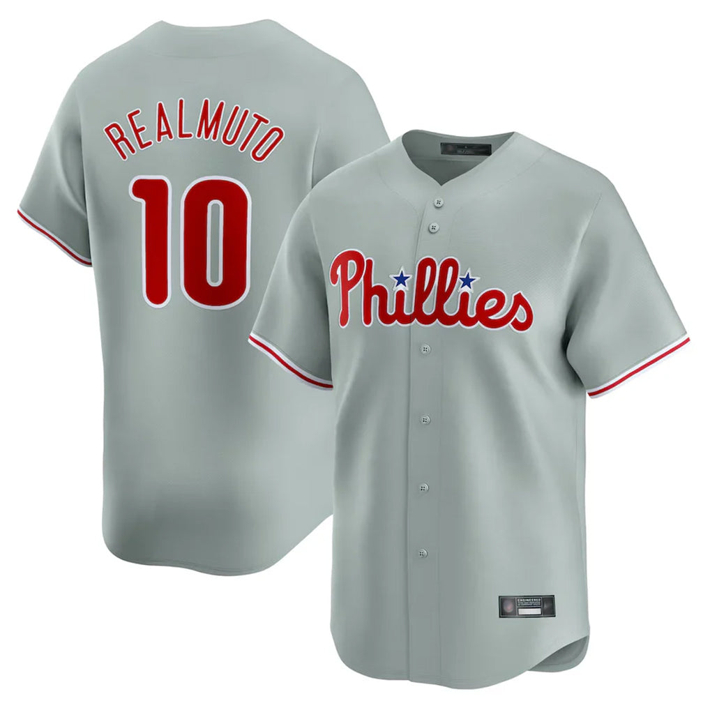 Choea P.Phillies #10 J.T. Realmuto Player Gray Home Limited Stitched Jerseys