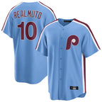 Choea P.Phillies #10 J.T. Realmuto Player Light Blue Home Game Stitched Jerseys