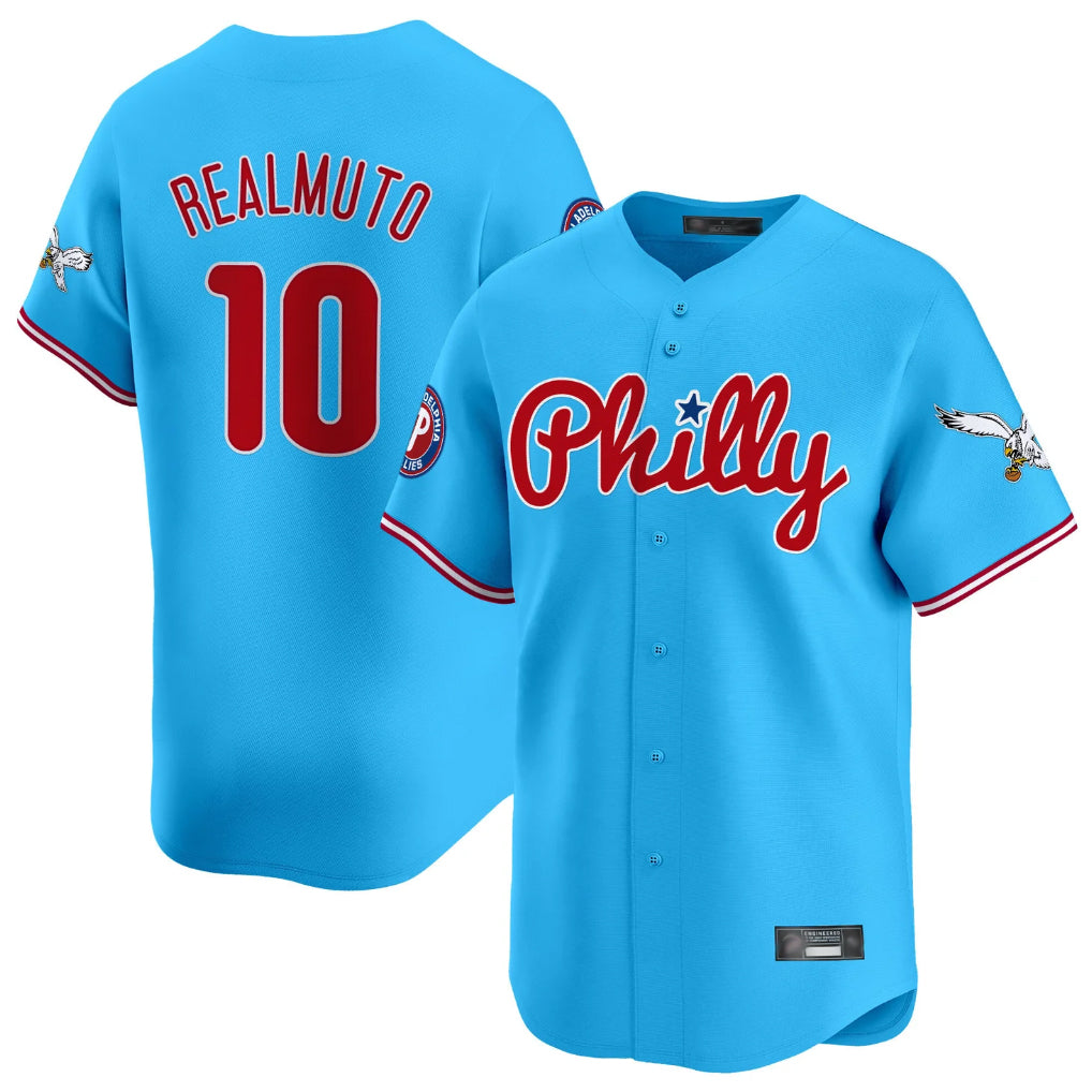 Choea P.Phillies #10 J.T. Realmuto Player Light Blue Phillies & Eagles Vapor Premier Limited Stitched Jerseys