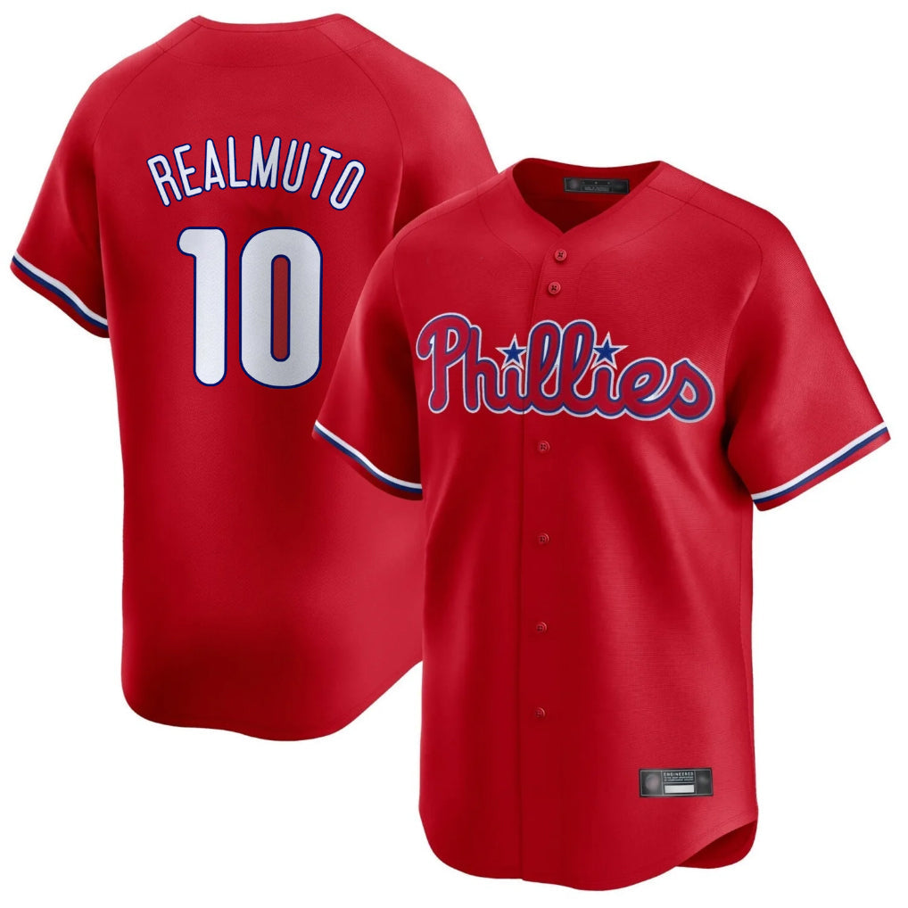 Choea P.Phillies #10 J.T. Realmuto Player Red Home Limited Stitched Jerseys