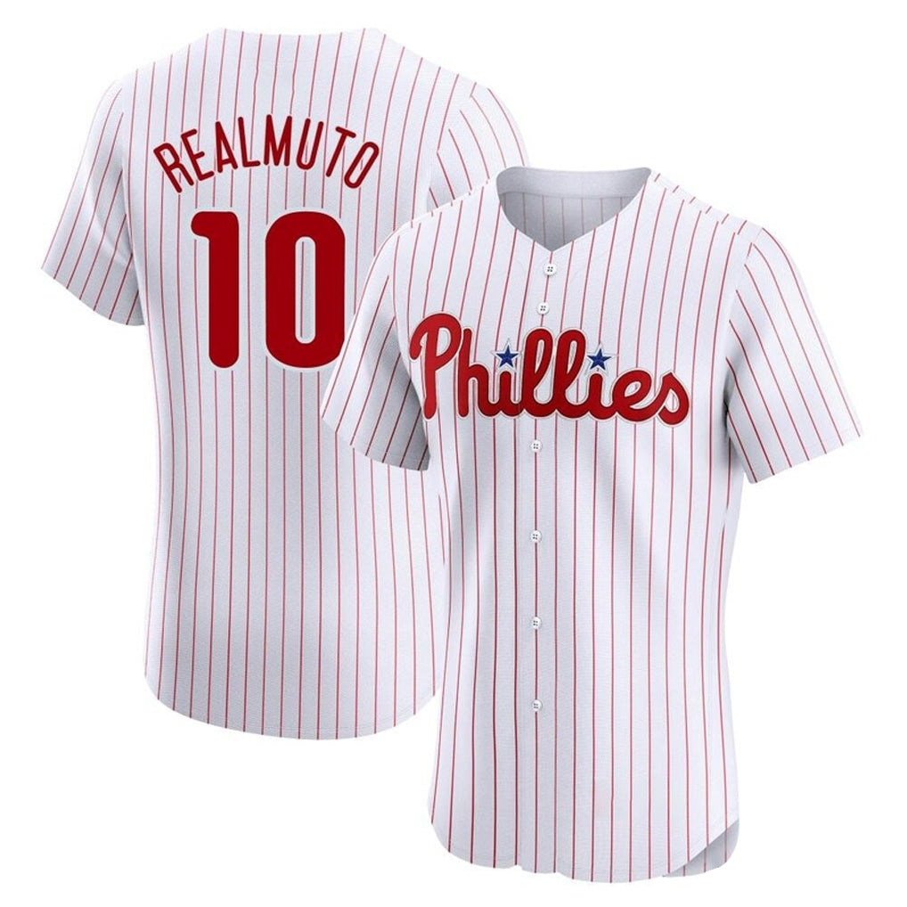 Choea P.Phillies #10 J.T. Realmuto Player White Home Limited Elite Stitched Jerseys
