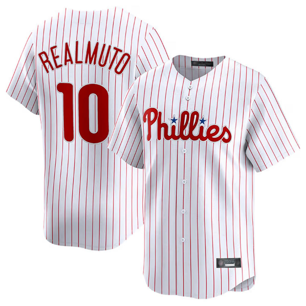 Choea P.Phillies #10 J.T. Realmuto Player White Home Limited Stitched Jerseys