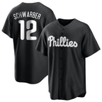 Choea P.Phillies #12 Kyle Schwarber Player Black Alt Fashion Home Game Stitched Jerseys