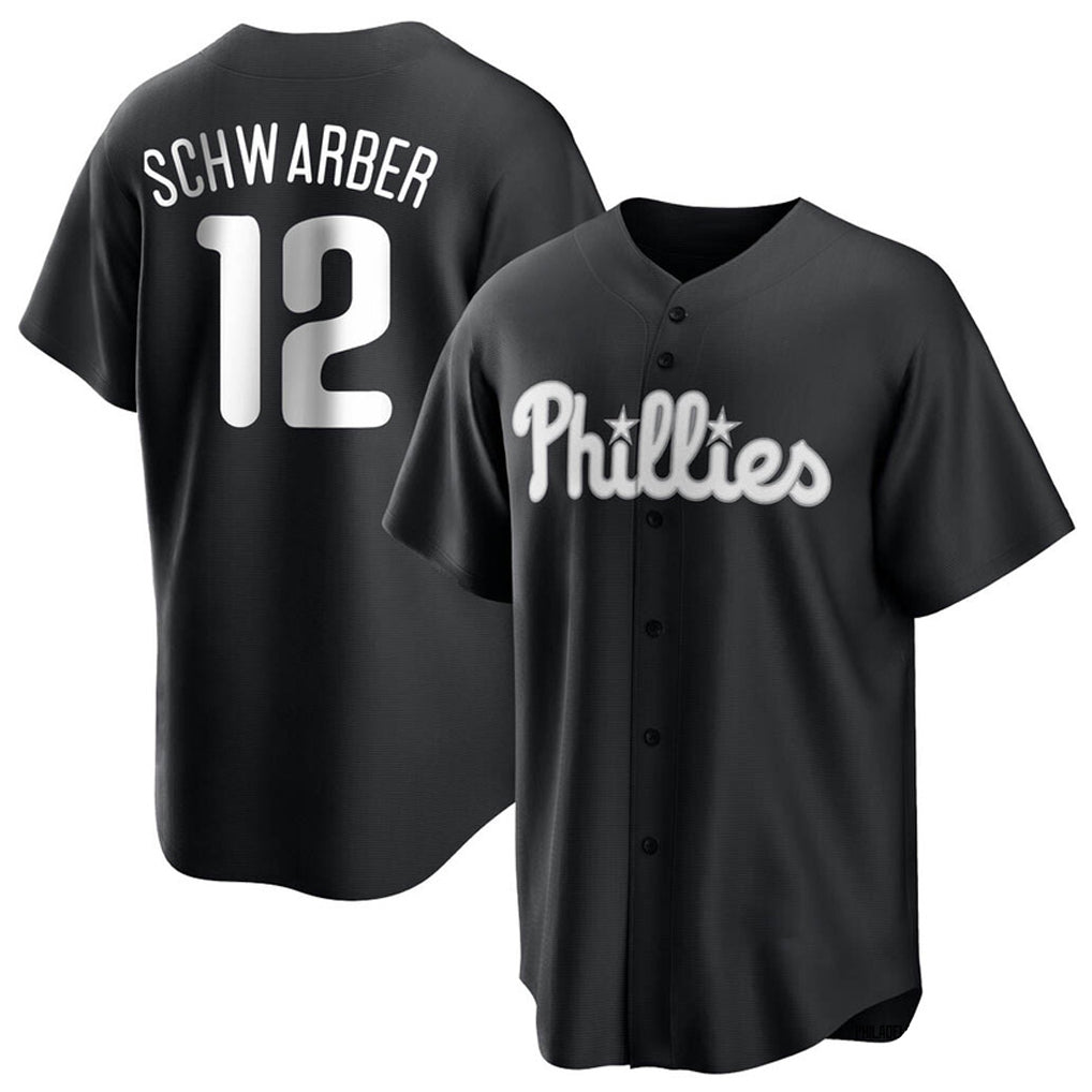 Choea P.Phillies #12 Kyle Schwarber Player Black Alt Fashion Home Game Stitched Jerseys