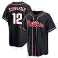 Choea P.Phillies #12 Kyle Schwarber Player Black Fashion Out Home Game Stitched Jerseys