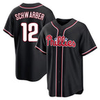 Choea P.Phillies #12 Kyle Schwarber Player Black Fashion Out Home Game Stitched Jerseys