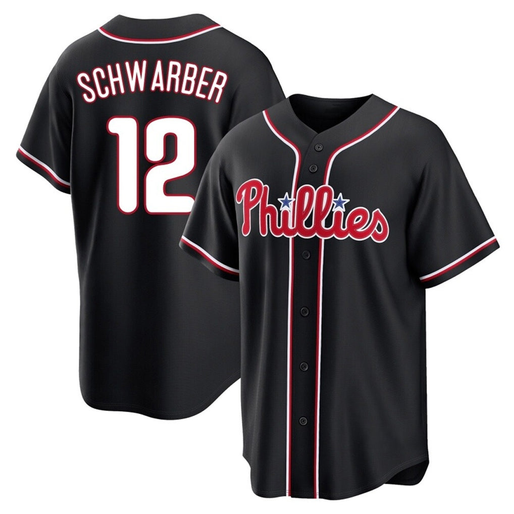 Choea P.Phillies #12 Kyle Schwarber Player Black Fashion Out Home Game Stitched Jerseys