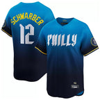 Choea P.Phillies #12 Kyle Schwarber Player Blue City Connect Home Limited Stitched Jerseys