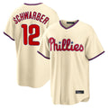 Choea P.Phillies #12 Kyle Schwarber Player Cream Home Game Stitched Jerseys