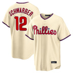 Choea P.Phillies #12 Kyle Schwarber Player Cream Home Game Stitched Jerseys