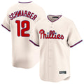 Choea P.Phillies #12 Kyle Schwarber Player Cream Home Limited Stitched Jerseys