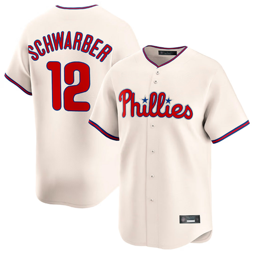 Choea P.Phillies #12 Kyle Schwarber Player Cream Home Limited Stitched Jerseys