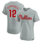 Choea P.Phillies #12 Kyle Schwarber Player Gray Home Limited Elite Stitched Jerseys