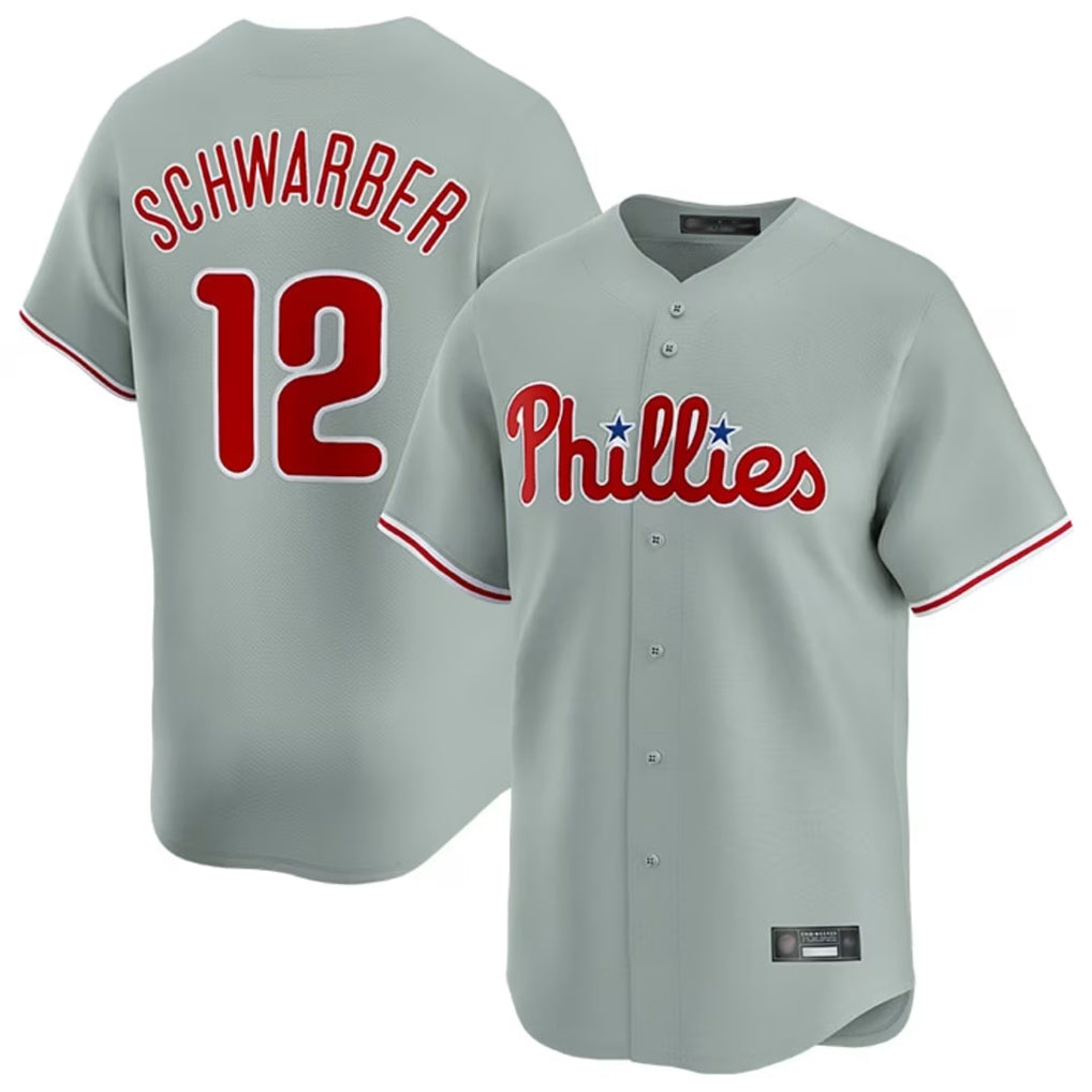 Choea P.Phillies #12 Kyle Schwarber Player Gray Home Limited Stitched Jerseys