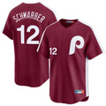 Choea P.Phillies #12 Kyle Schwarber Player Red Cooperstown Collection Limited Home Stitched Jerseys