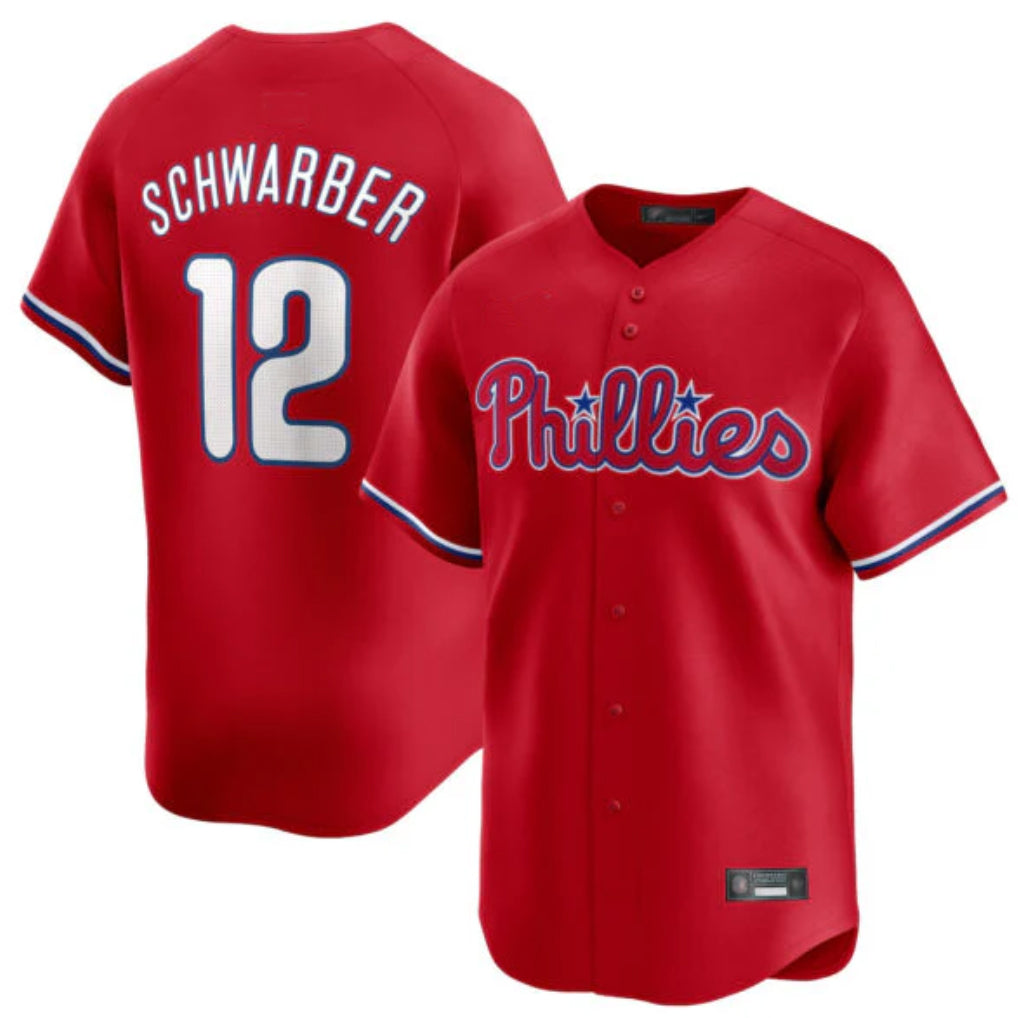 Choea P.Phillies #12 Kyle Schwarber Player Red Home Limited Stitched Jerseys