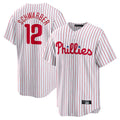 Choea P.Phillies #12 Kyle Schwarber Player White Home Game Stitched Jerseys
