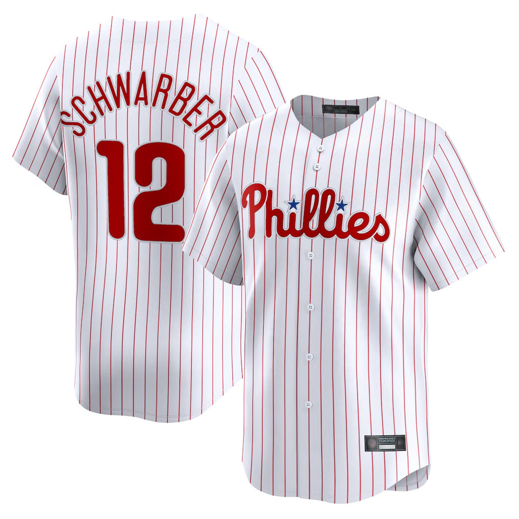 Choea P.Phillies #12 Kyle Schwarber Player White Home Limited Stitched Jerseys