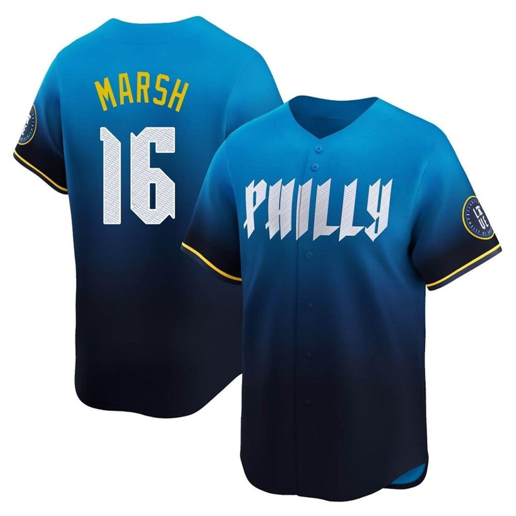 Choea P.Phillies #16 Brandon Marsh Player Blue City Connect Home Limited Stitched Jerseys
