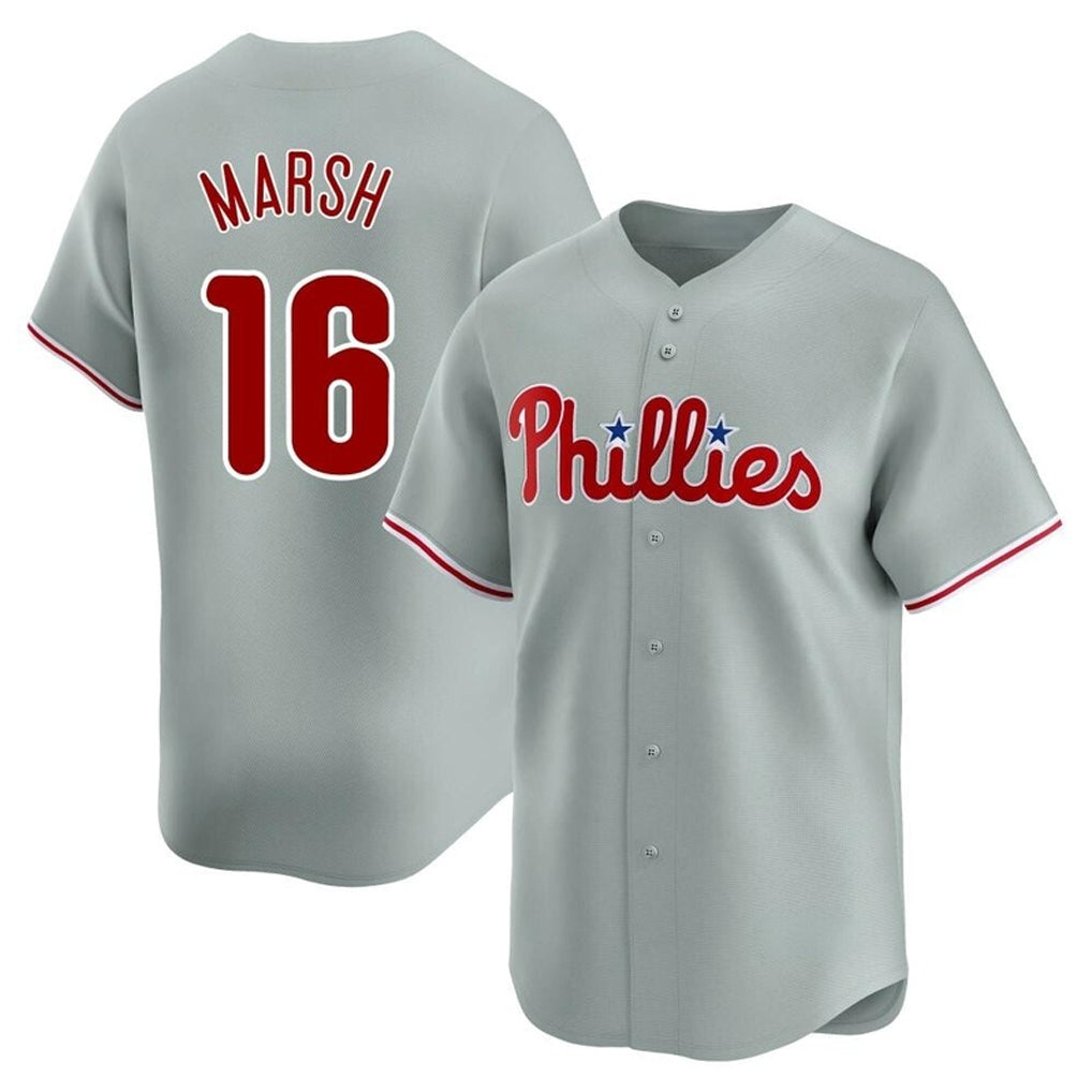 Choea P.Phillies #16 Brandon Marsh Player Gray Home Limited Stitched Jerseys