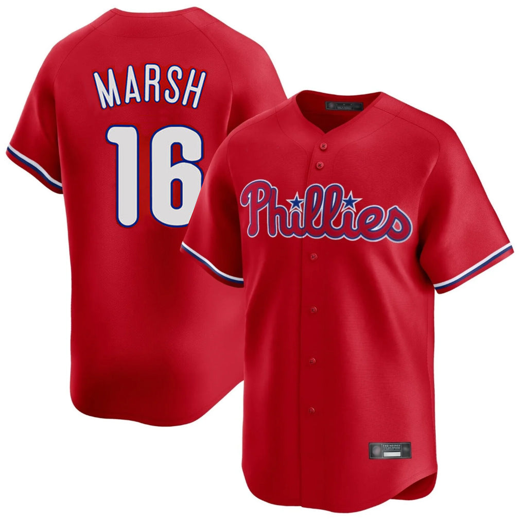 Choea P.Phillies #16 Brandon Marsh Player Red Home Limited Stitched Jerseys