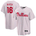Choea P.Phillies #16 Brandon Marsh Player White Home Game Stitched Jerseys