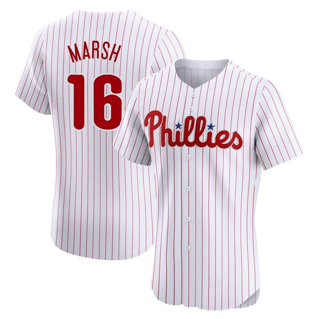 Choea P.Phillies #16 Brandon Marsh Player White Home Limited Elite Stitched Jerseys