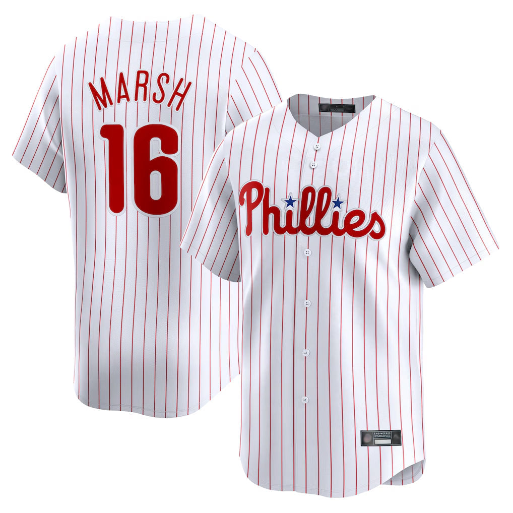 Choea P.Phillies #16 Brandon Marsh Player White Home Limited Stitched Jerseys