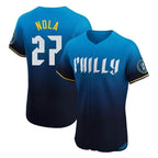 Choea P.Phillies #27 Aaron Nola Player Blue City Connect Home Limited Elite Stitched Jerseys