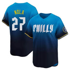 Choea P.Phillies #27 Aaron Nola Player Blue City Connect Home Limited Stitched Jerseys