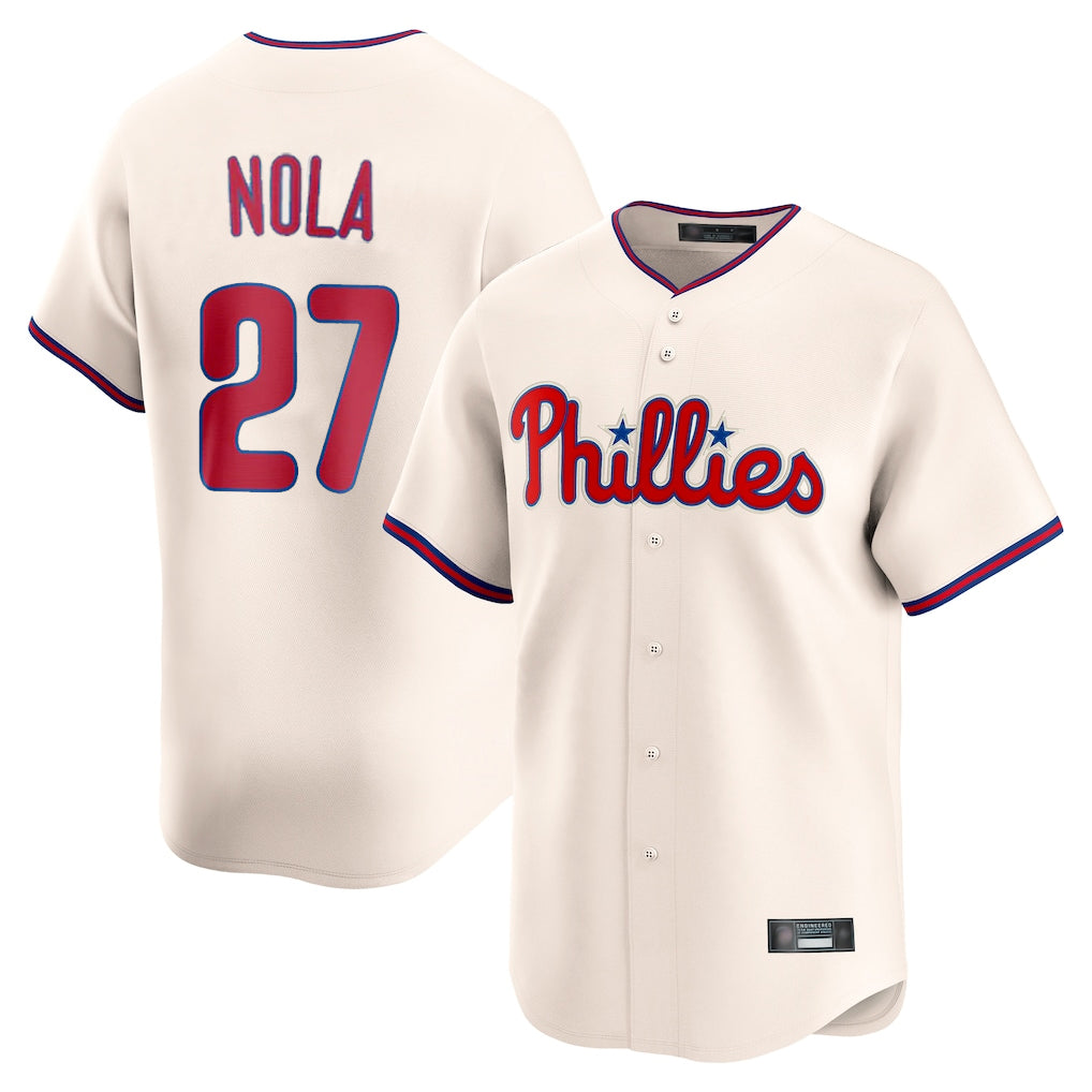 Choea P.Phillies #27 Aaron Nola Player Cream Home Limited Stitched Jerseys
