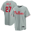 Choea P.Phillies #27 Aaron Nola Player Gray Home Game Stitched Jerseys