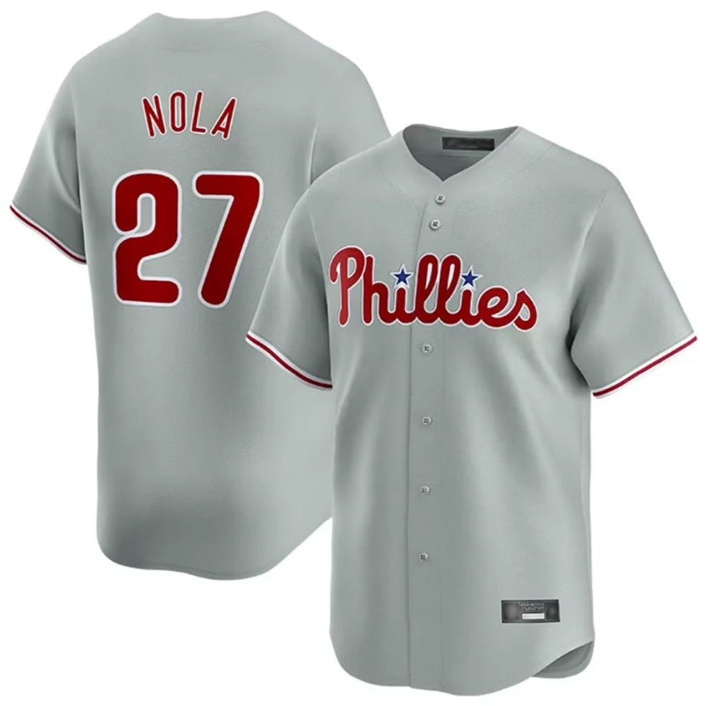 Choea P.Phillies #27 Aaron Nola Player Gray Home Limited Stitched Jerseys