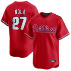 Choea P.Phillies #27 Aaron Nola Player Red Home Limited Stitched Jerseys