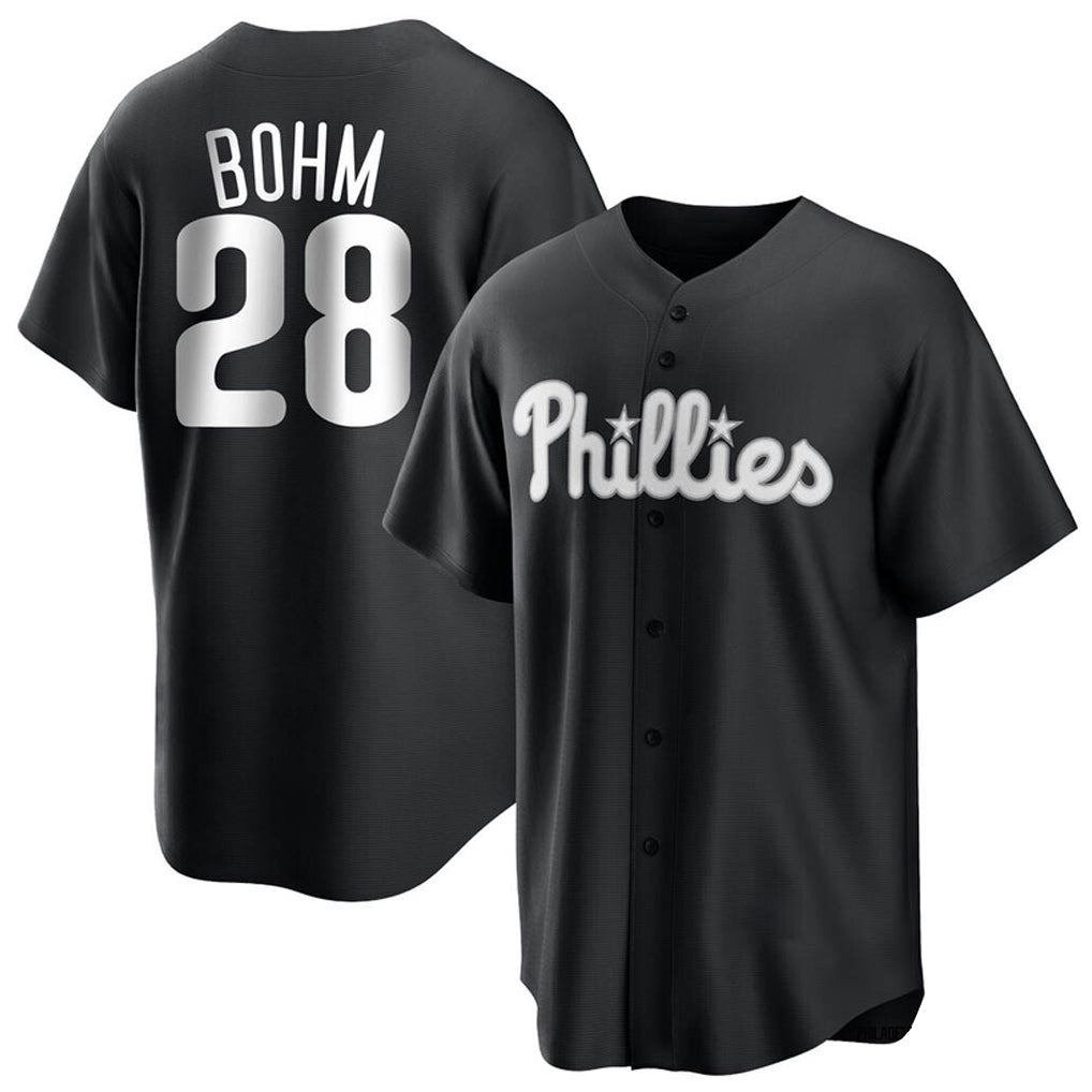 Choea P.Phillies #28 Alec Bohm Player Black Home Game Stitched Jerseys