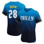 Choea P.Phillies #28 Alec Bohm Player Blue City Connect Home Limited Elite Stitched Jerseys