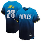Choea P.Phillies #28 Alec Bohm Player Blue City Connect Home Limited Stitched Jerseys